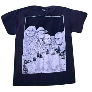 Black and White Short Sleeve Tee with Artistic Graphic